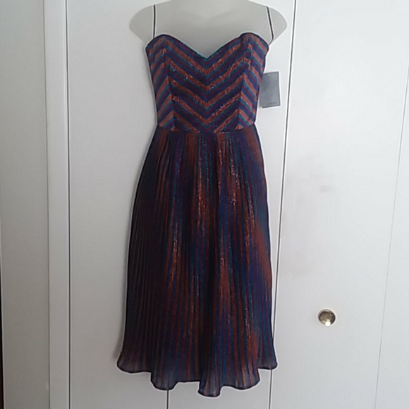 Dress the Population Rosalie Metallic Striped Strapless Dress Size Small NWT - Picture 5 of 16